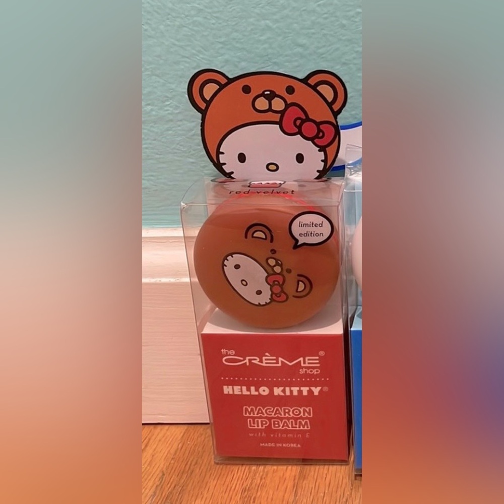 NIB the crème shop cute macaron lip balm - hello kitty bear